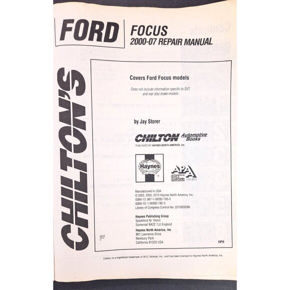 Chilton Ford Focus 2000 to 2007 Repair Manual Maintenance Guide 26330 Paperback - Picture 4 of 8